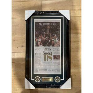 Boston Celtics 2024 NBA Finals Champions Newspaper Framed The Boston Globe BROWN